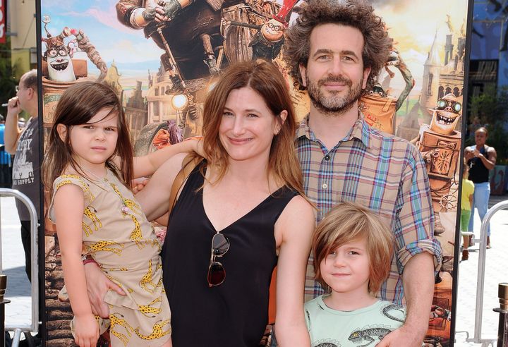 Kathryn Hahn, Ethan Sandler and their two children attend the premiere of "The Boxtrolls" on Sept. 21, 2014, in Universal City, California.