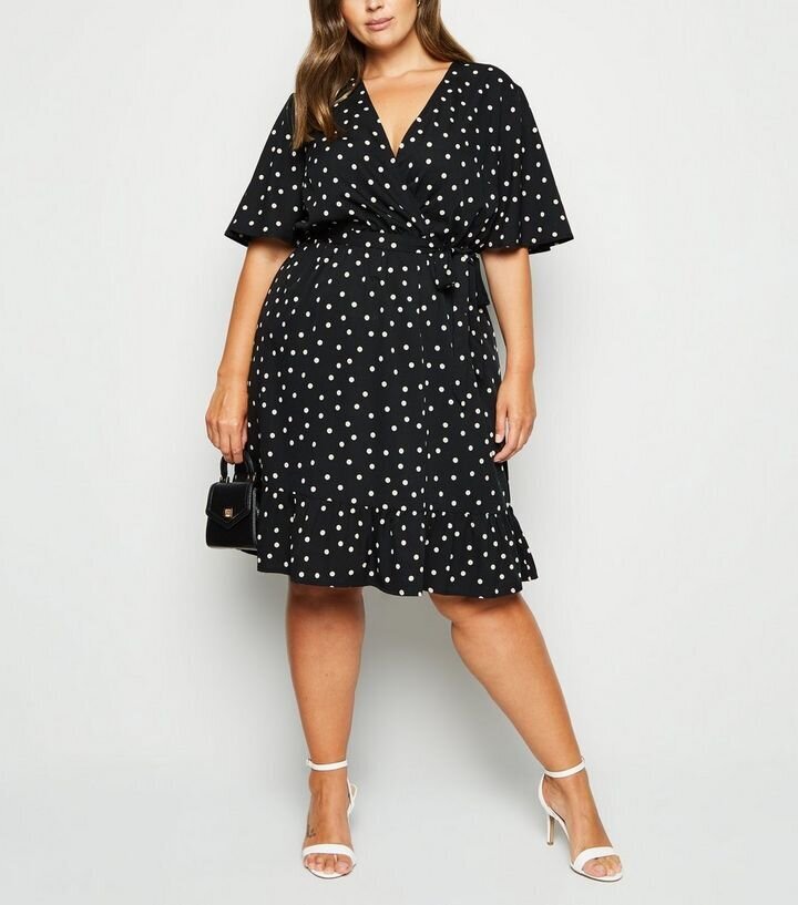 new look black and white polka dot dress