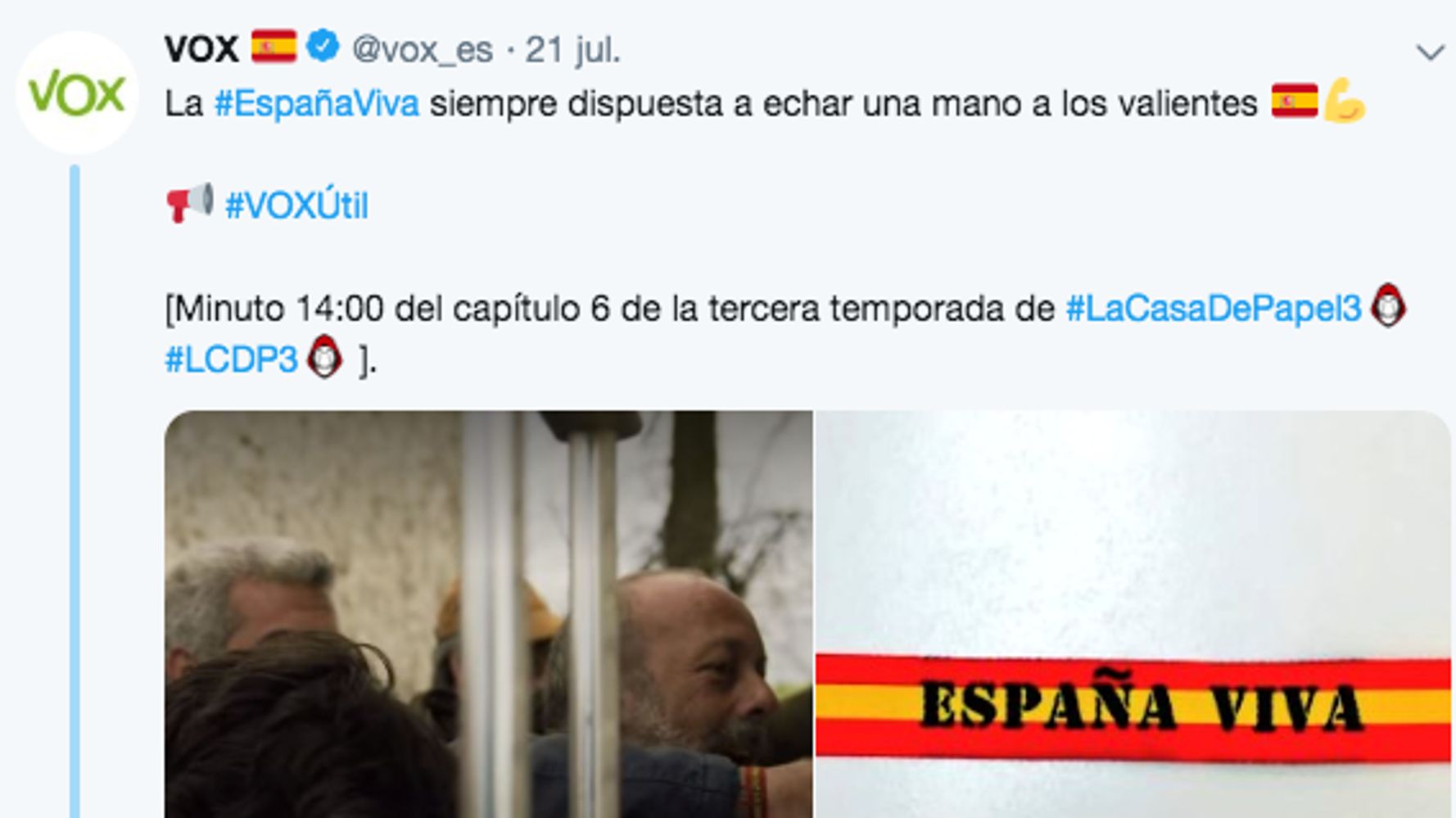 Sois Penosos La Metedura De Pata De Vox En Este Tuit Sobre La Casa De Papel El Huffpost