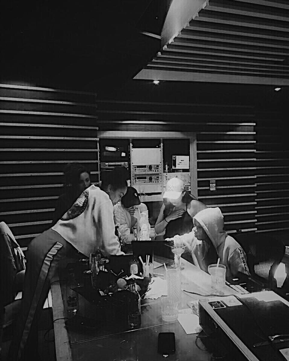 Kamille in the studio with Little Mix