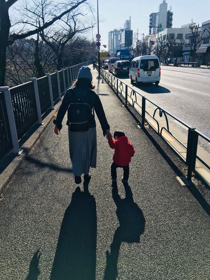 息子と散歩
