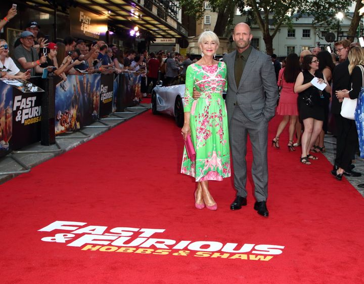 Dame Helen Mirren and Jason Statham at the Fast & Furious: Hobbs & Shaw UK Special Screening at the Curzon Mayfair, London.