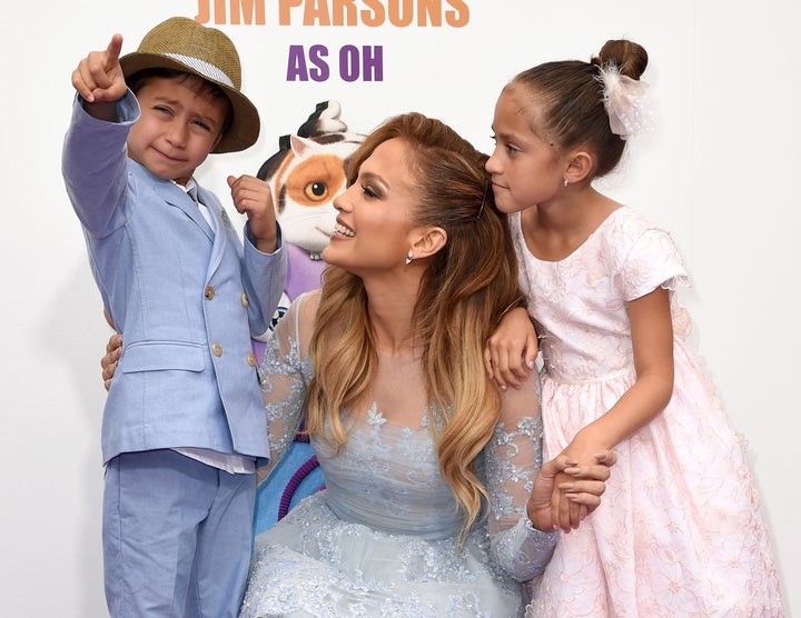 Jennifer Lopez with her children in 2015.