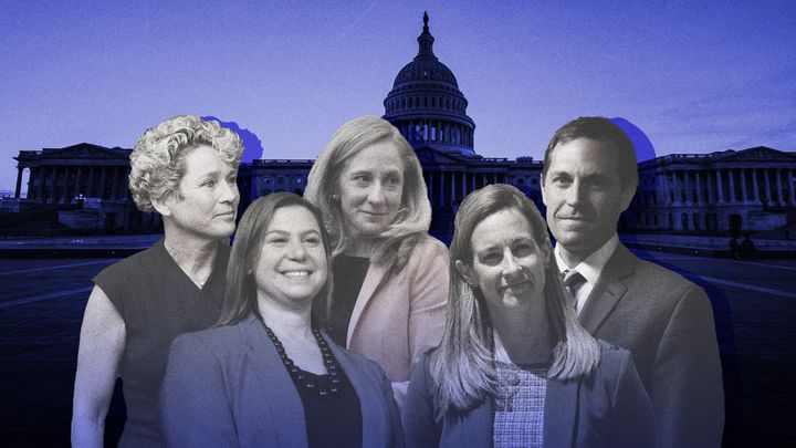 Left to right: Reps. Chrissy Houlahan (D-Pa.), Elissa Slotkin (D-Mich.), Abigail Spanberger (D-Va.), Mikie Sherrill (D-N.J.) and Jason Crow (D-Colo.).