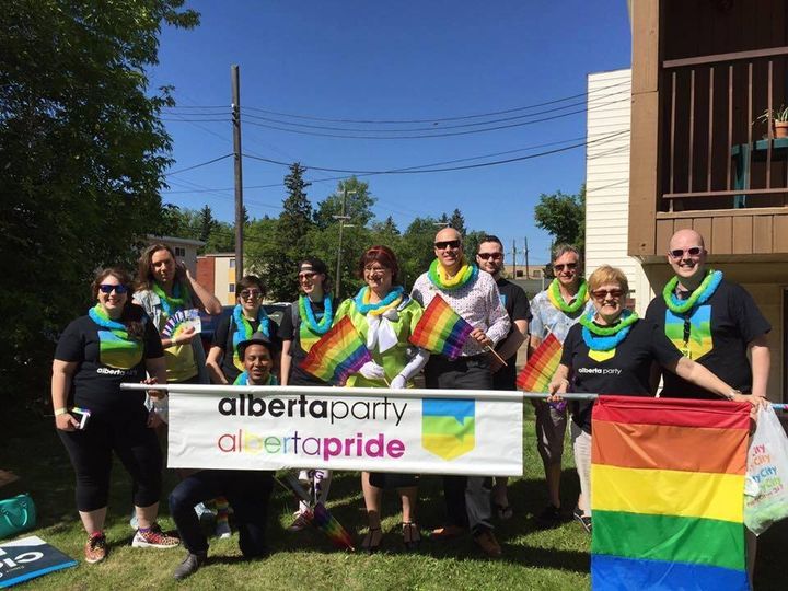 Members of the Alberta Party pictured at Pride celebrations in Edmonton in 2018.