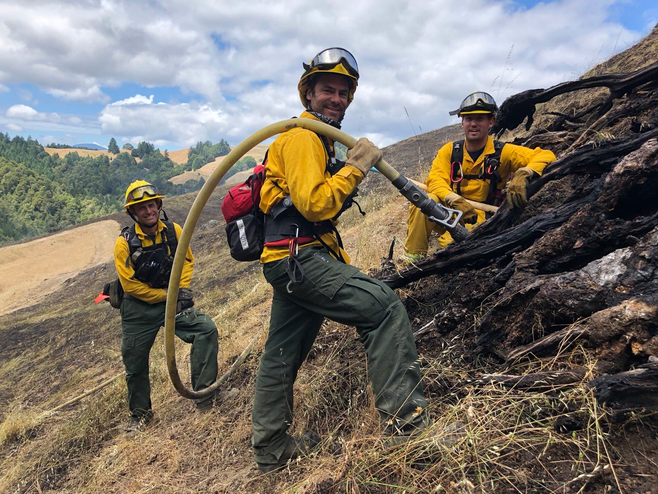 Members of the Briceland Volunteer Fire Department. Kai Ostrow, far left, was recently hired as a southern Humboldt liaison for the PBA.