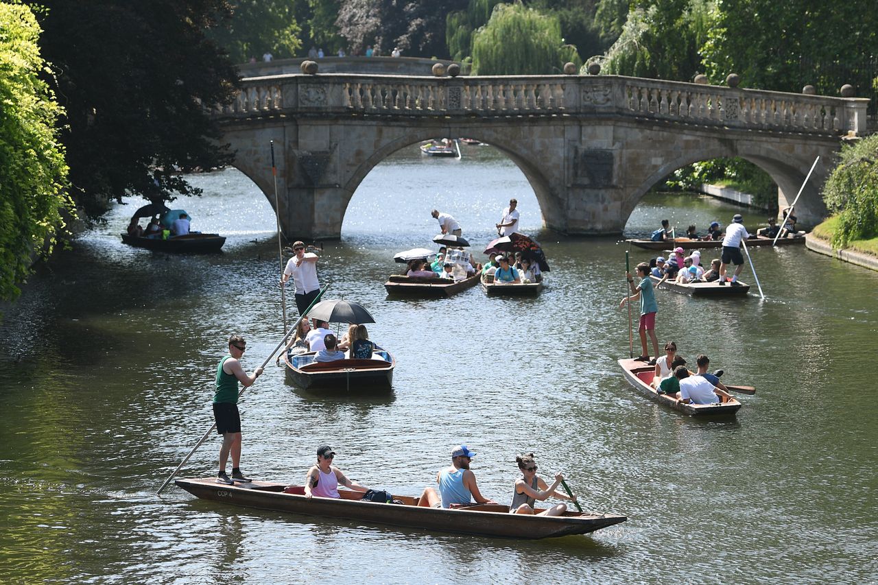 Punting along the River Cam in Cambridge.
