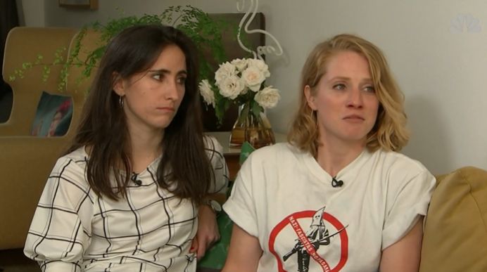 Melania Geymonat, left, has recalled the suspects saying homophobic remarks to her and her date, right, during the attack.