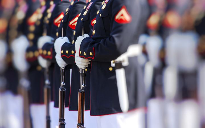 More than a dozen Marines (not pictured) were arrested at Camp Pendleton on Thursday during what has been described as "a public display for the entire unit to see."