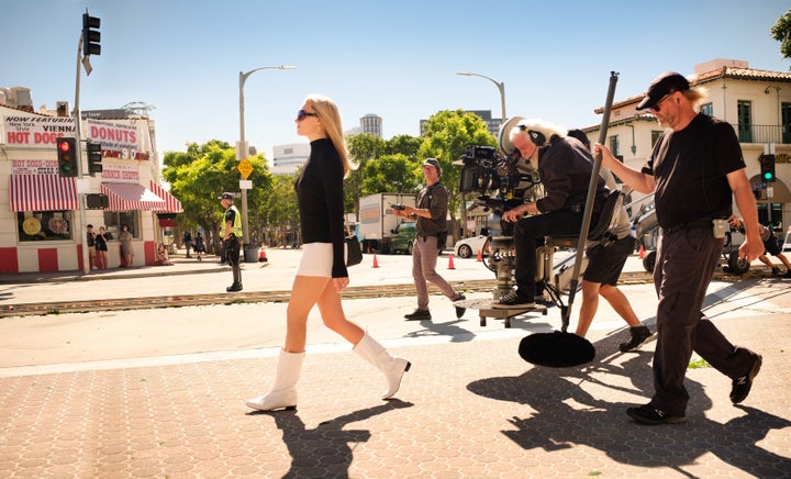 Margot Robbie filming "Once Upon a Time in Hollywood."