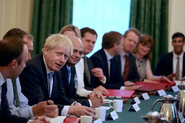Boris Johnson with his newly-appointed Cabinet on Thursday 