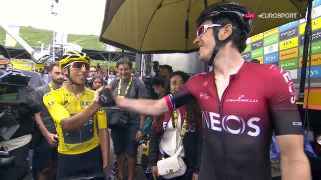 Le Colombien Egan Bernal va s'imposer dans le Tour de France 2019, devançant le vainqueur sortant,...