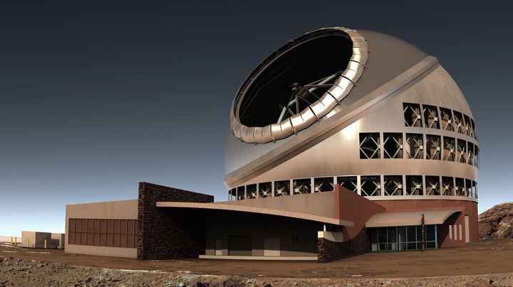 TMT International Observatory created this rendering of the telescope and its observatory.