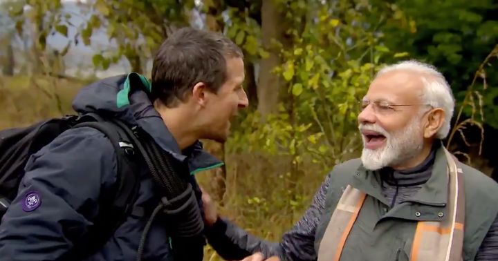<strong>Adventurer Bear Grylls and India's PM Narendra Modi </strong>