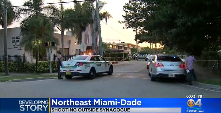 The victim was awaiting services outside the Young Israel of Greater Miami synagogue when a gunman in a black car opened fire. 