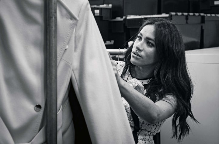 The Duchess of Sussex, a patron of the charity Smart Works, in the workroom of the Smart Works London office.