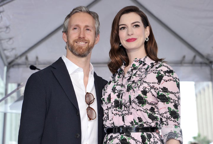 Adam Shulman and Anne Hathaway pictured together at her Hollywood Walk of Fame ceremony.