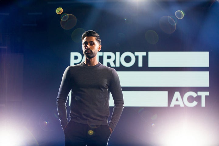 Hasan Minhaj on the set of "Patriot Act."