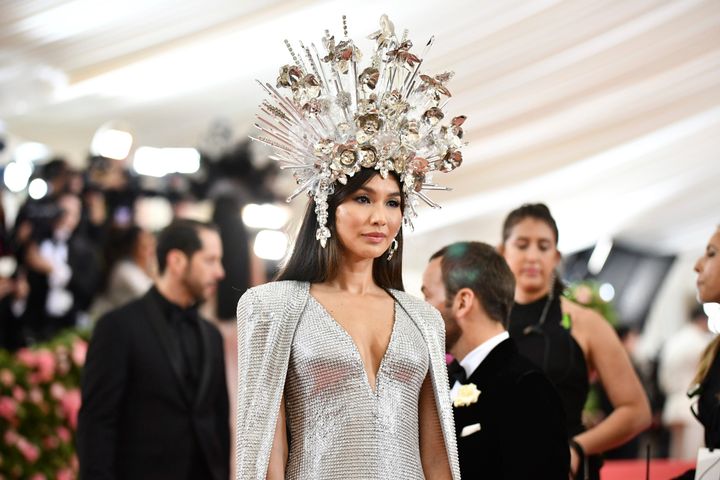 For her first Met Gala, Gemma Chan was outfitted in an Elizabeth Taylor-inspired look by Tom Ford.