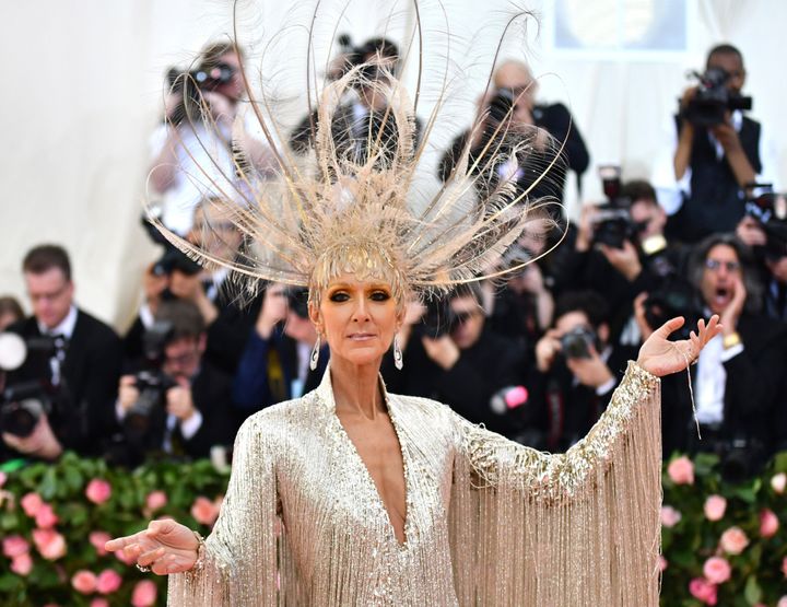 At the 2019 Met Gala, Céline Dion wore an Oscar de la Renta gown and a feathery headpiece that reportedly weighed 22 pounds.