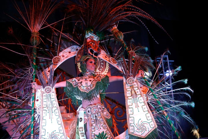 The weekend event was full of glamour and glitz, with contestants sporting elaborate regional costumes and heavy makeup. 