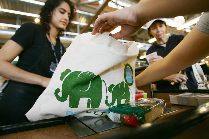 Whole Foods stopped giving out plastic grocery bags in 2008. 