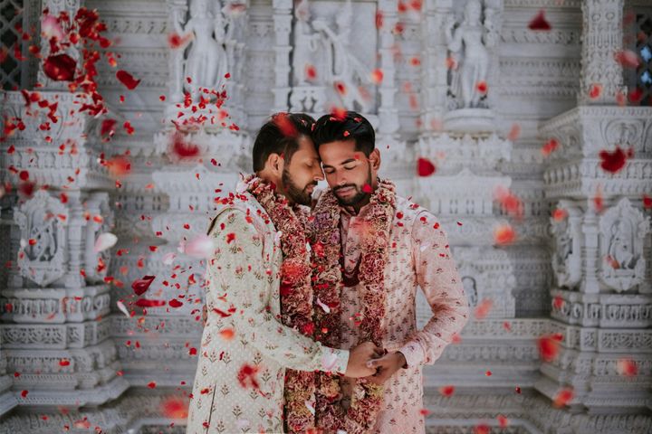 The couple held a traditional Hindu wedding ceremony at a temple in New Jersey.