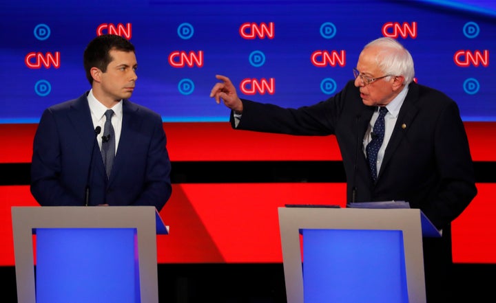Buttigieg and Sen. Bernie Sanders participate in the first of two Democratic presidential primary debates hosted by CNN in th