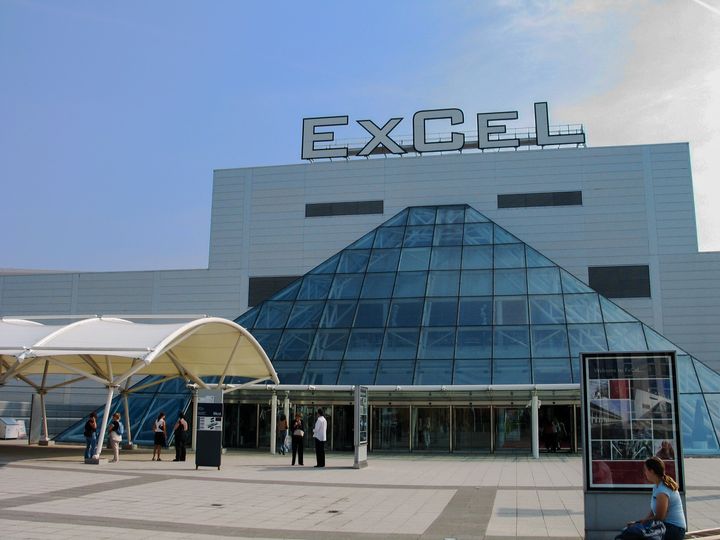 The man ran towards the Excel Centre, where he was restrained by security staff, one of whom suffered bite injuries 