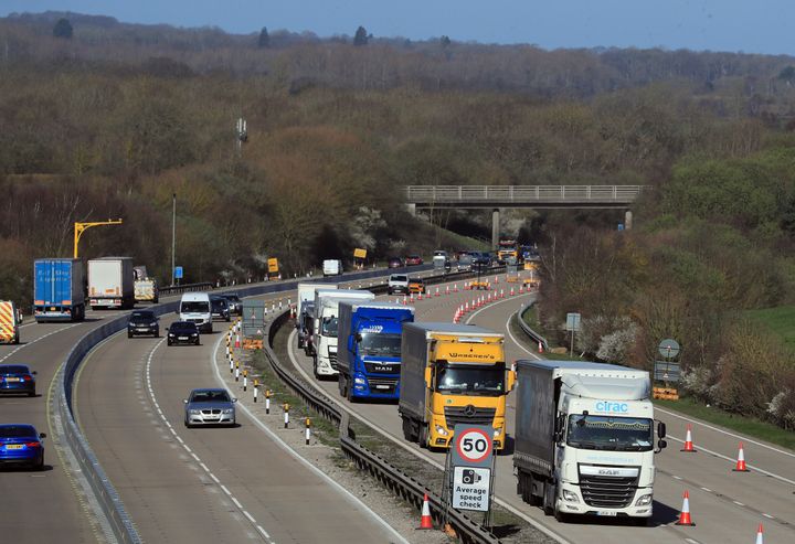 A view of the M20 motorway near Maidstone in Kent, as one side of the main motorway to the Port of Dover closes for Operation Brock, a contraflow system between junctions 8 and 9 to ease congestion in Kent if traffic grinds to a standstill in the event of a no-deal Brexit.