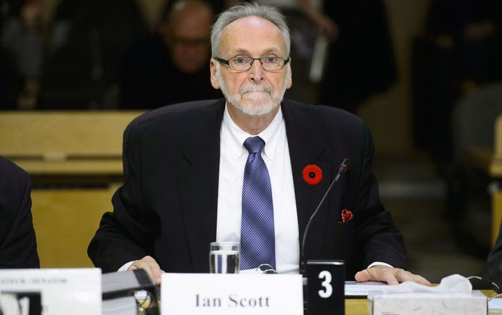 CRTC chair Ian Scott appearing front of the Senate transport committee in Ottawa, Tues. Oct. 30, 2018.