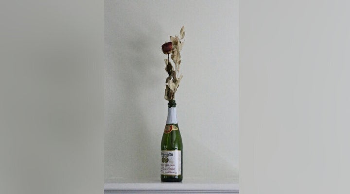 Emmy Harrison keeps mementos of her past relationships, including this dried flower.