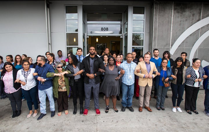 St. John's staff are trained to form a human chain around their clinics to prevent Immigration and Customs Enforcement officers from coming in.