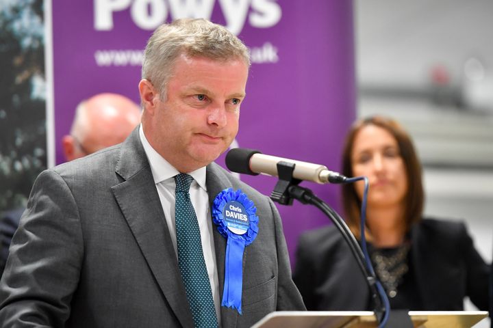 Ousted Tory MP Chris Davies was not re-elected to the mid-Wales seat 