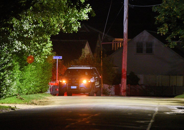 A police vehicle at the Kennedy Compound in Hyannis Port, Massachusetts, on Thursday