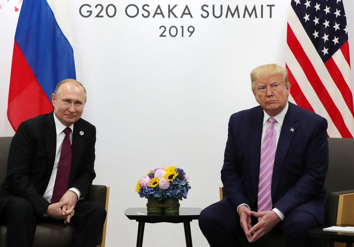 Russian President Vladimir Putin and U.S. President Donald Trump sit down for a chat in June during the G20 summit in Osaka, Japan.