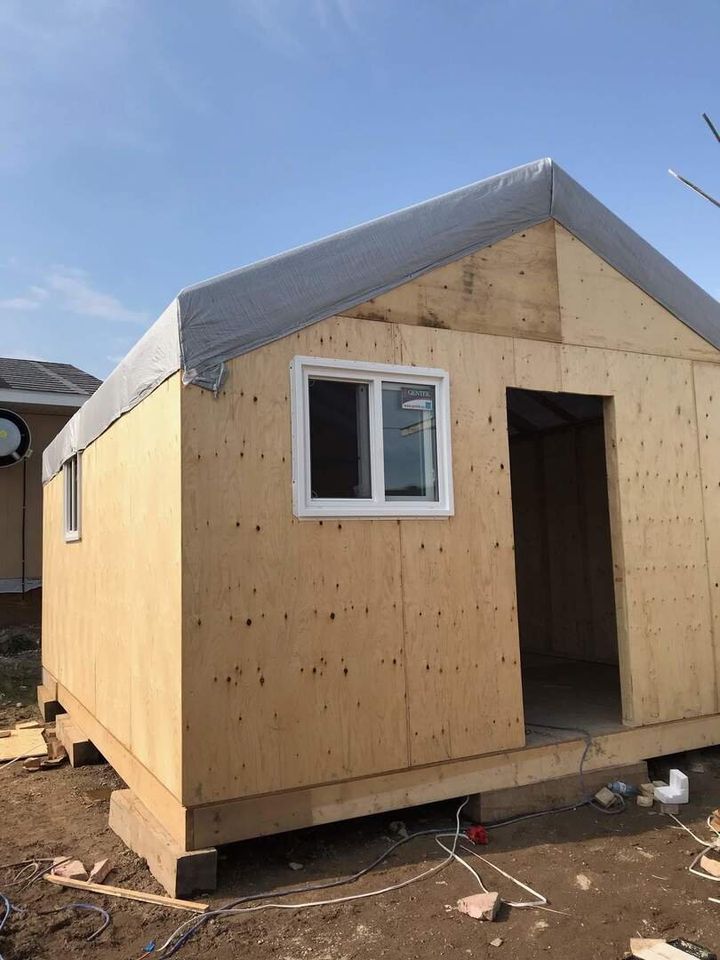 The temporary “shack” I built for my family to live in for the summer until our new home is completed. The pressure's on for me to finish before winter, so I'm working every spare minute I have.