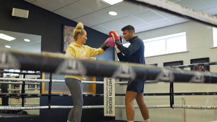 Tommy teaches Molly-Mae a bit of boxing