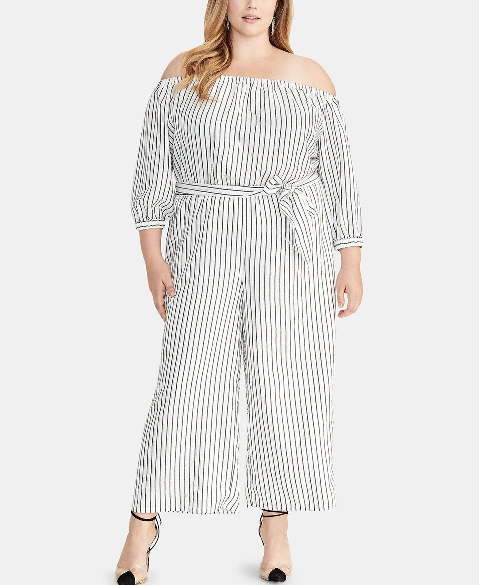 Macys plus store size white jumpsuits