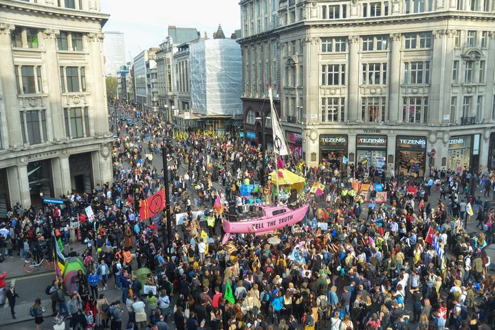 Oxford Circus during the protests in London in April.