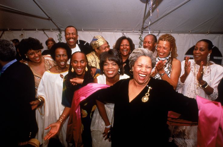 Nobel laureate Toni Morrison, joined by Susan Taylor, Rita Dove, Oprah Winfrey, Angela Davis, Maya Angelou and others, at a party in Winston-Salem. 