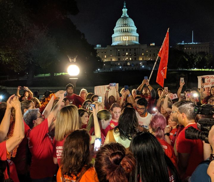 In wake of El Paso shooting, gun control advocates, in Washington for a conference, marched to the White House, then toward the Capitol to urge action on a House-passed background check measure.