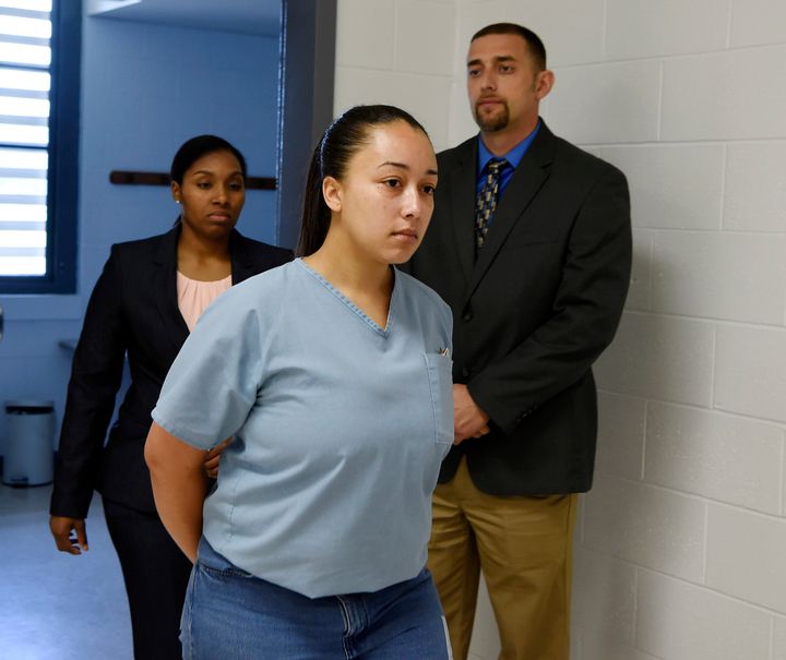 Cyntoia Brown enters her clemency hearing on Wednesday, May 23, 2018, at Tennessee Prison for Women in Nashville, Tennessee.