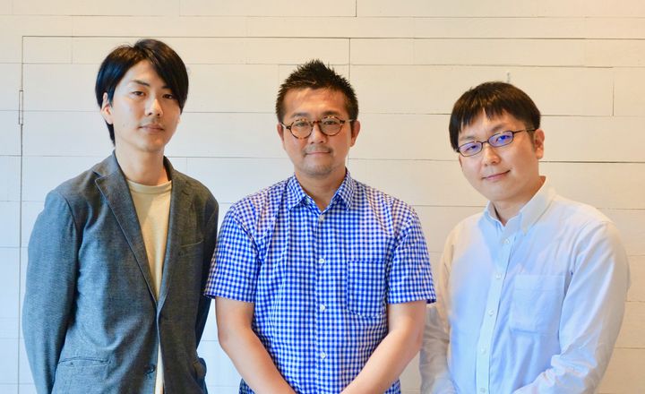 （左から）プライドブリッジ副会長の川口遼さん、会長の松中権さん、副会長の神谷悠一さん
