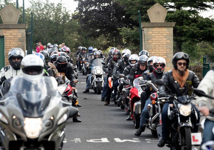 Bikers led the funeral cortege for the teenage brothers on Thursday 