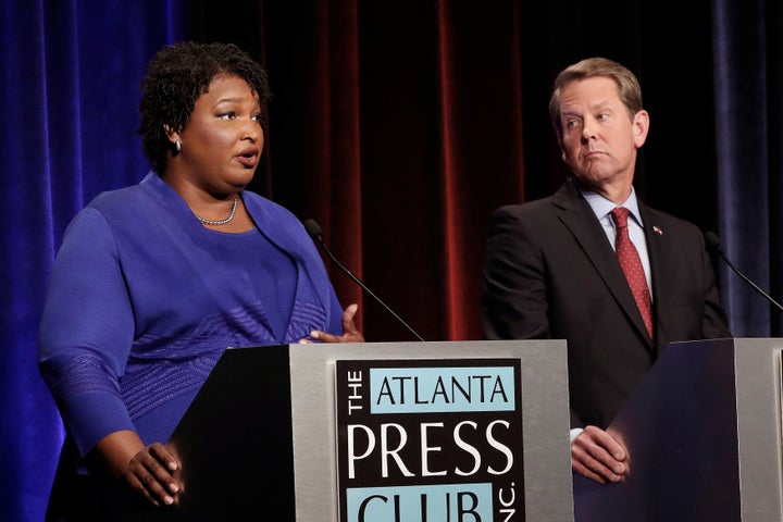 Georgia's Democratic gubernatorial candidate, Stacey Abrams, and Republican nominee Brian Kemp during a debate in Atlanta in 2018. (Photo: John Bazemore/Pool via Reuters)