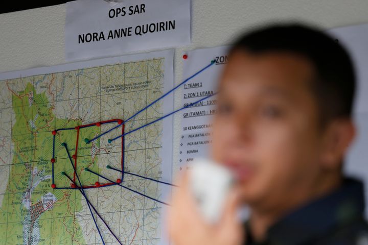 A map shows search and rescue zones for the missing schoolgirl in Seremban, Negeri Sembilan