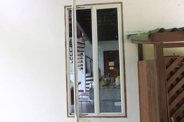 A downstairs window in the family holiday apartment, which was found wide open on the morning that Nora vanished