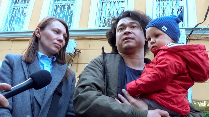 Dmitri and Olga Prokazov, parents of a one-year-old boy they face losing after joining the protests.