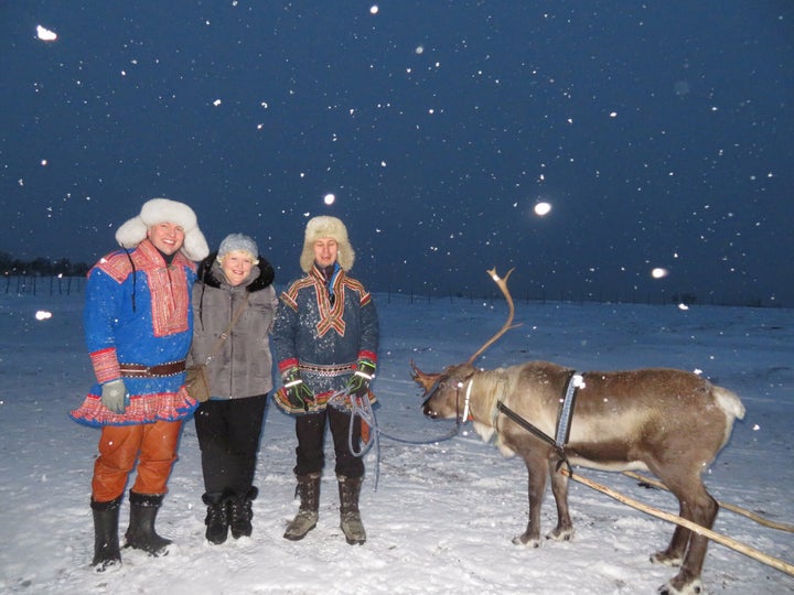 Amy Berman (second from left) recently visited Norway and even got a reindeer ride. She credits palliative care with her ability to keep working and traveling, despite a diagnosis of inflammatory breast cancer nine years ago.